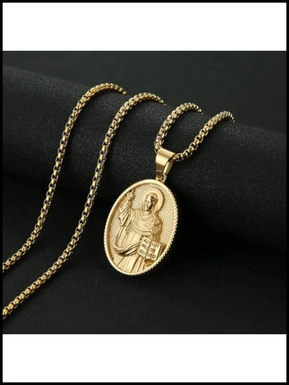 Stainless Steel Religious Medal Pendant Necklace Jesus St Christopher St